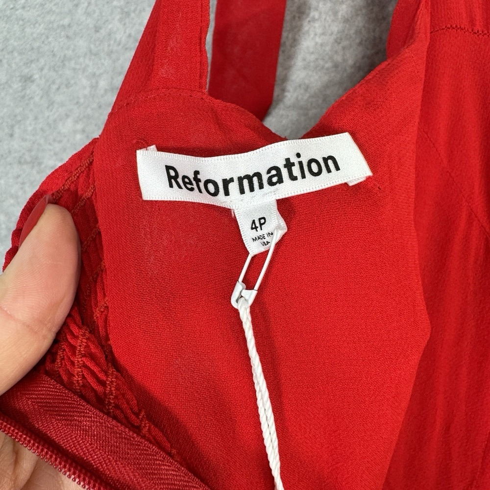 NWT Reformation Nadira Poinsettia Red Midi Dress 4P Sweetheart Bustier $278 - Picture 15 of 16
